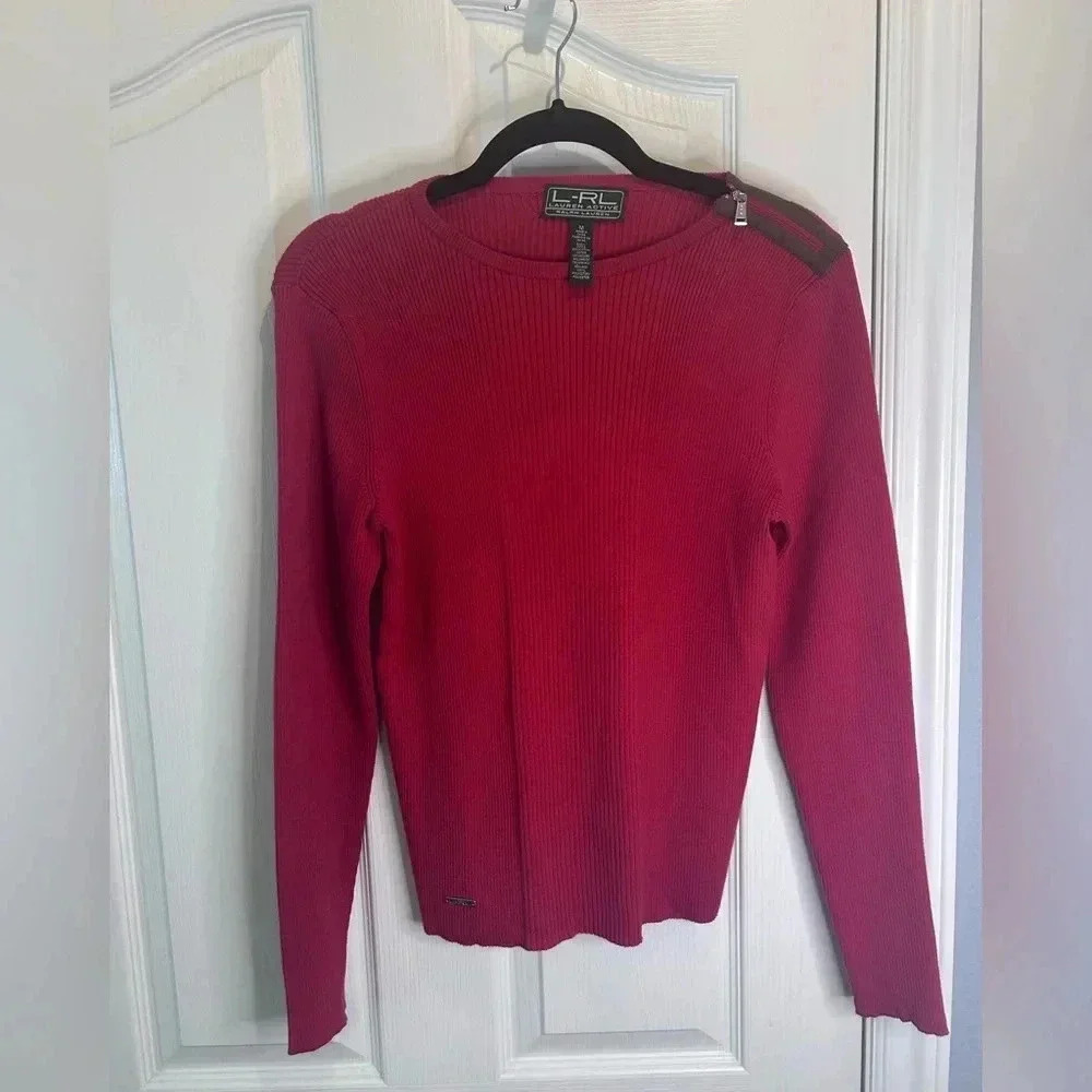 🔥”L-Ralph Lauren” NWT Lauren Active Vintage Burnt Orange/Red Sweater Size M